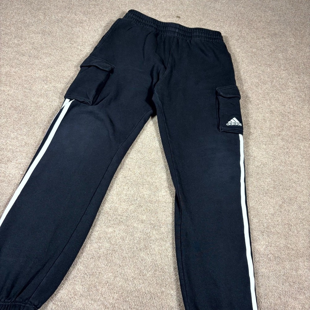 Adidas Cargo Jogger Pant Women L 14/16 Black 3-Stripes Regular Fit Elastic Waist